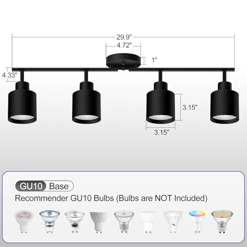 4 Light Led Track Lighting (4 light Black)