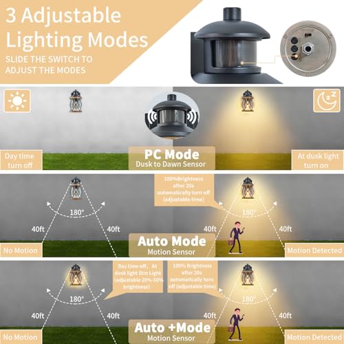 Dusk to Dawn Motion Sensor Outdoor Porch Light with GFCI Outlet (Brown / 1 Pack)