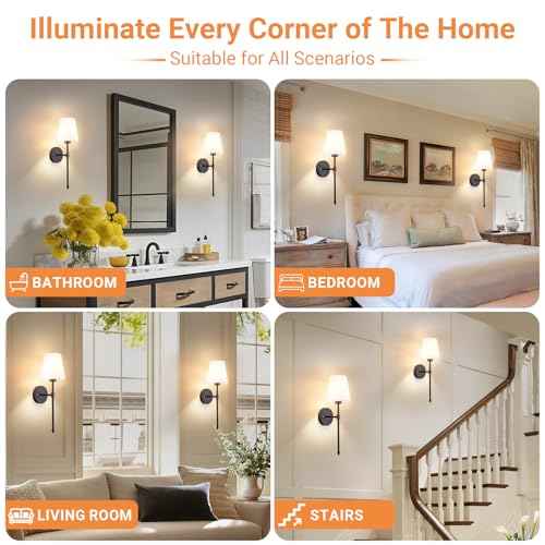 Peel and Stick Wall Sconces (Black / 19.68inch)