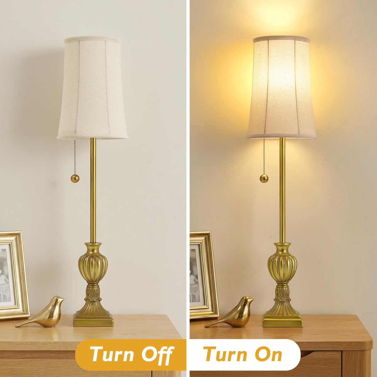 Buffet Table Lamps Set of 2 (Antique Brass Finish)