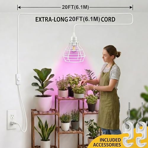 20Ft Plug in Pendant Light Hanging Cord Kit (White / 20FT)
