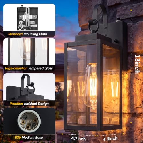 2 Pack 13" Dusk to Dawn Porch Light (13'' 2 PACK / Black)