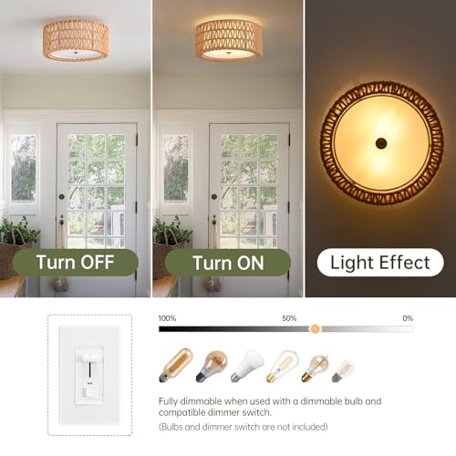 Rattan Ceiling Light Boho Ceiling Light