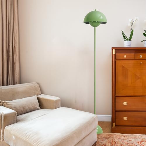 Mid Century Modern Metal Bud Floor Lamp for Home and Office (Pastel Green)