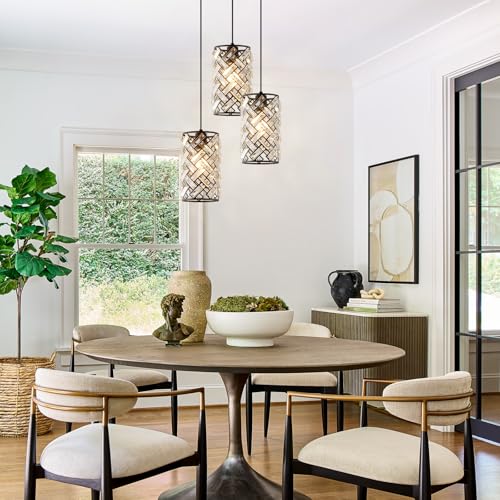 Black Crystal Pendant Light (Round Black)