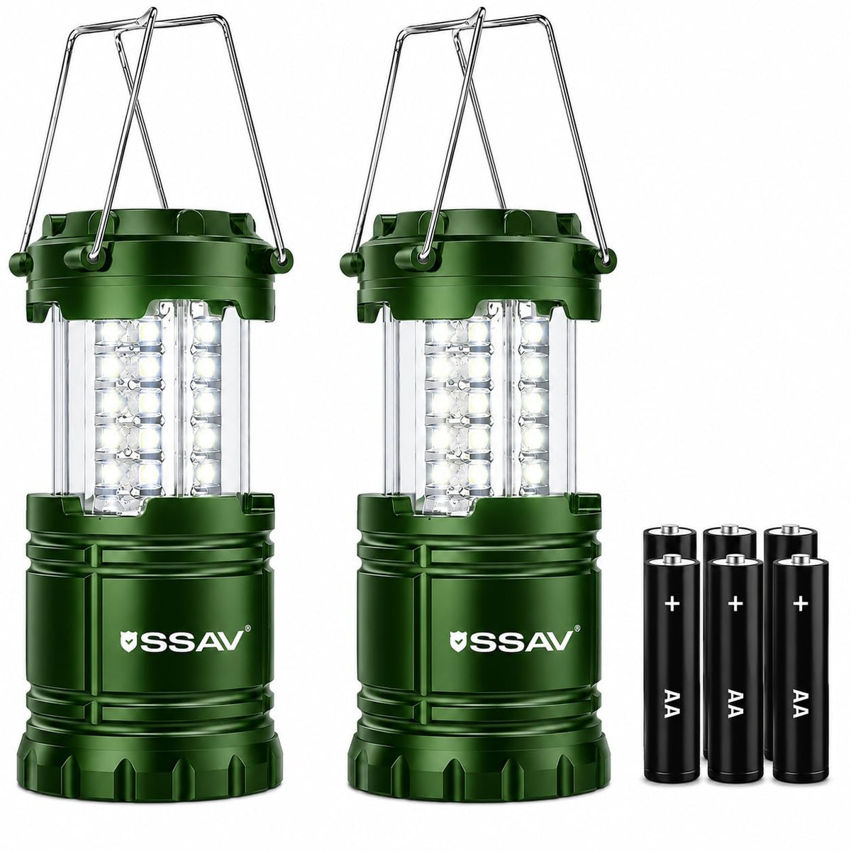 2 Pack Green LED Lanterns (2 Pack Forest Green)