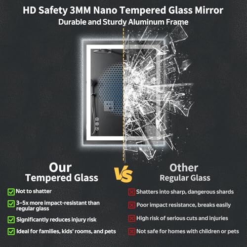 24"x30" LED Bathroom Mirror with Lights (Frontlit & Backlit / 30"L x 24"W)