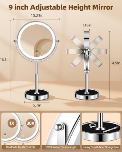 9" Lighted Makeup Mirror with Light