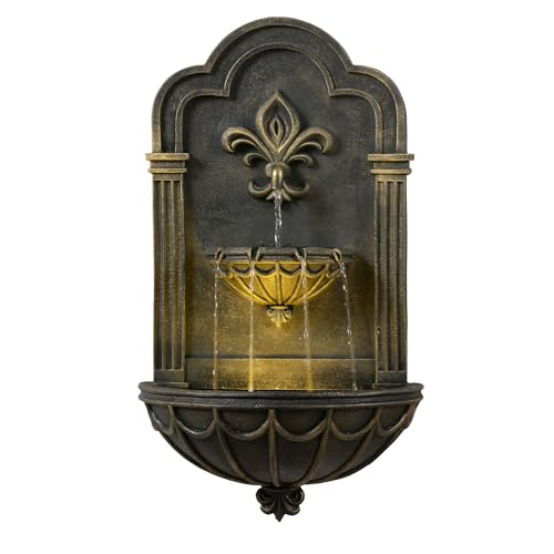 Fleur-de-lis Outdoor Water Fountain, Black & Gold (Black & Gold)