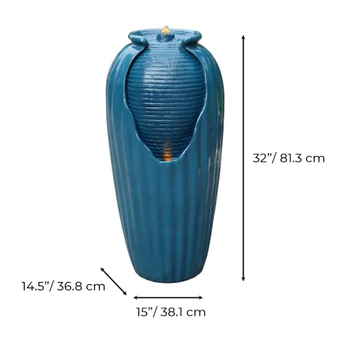 32'' Glazed Red Outdoor Water Fountain