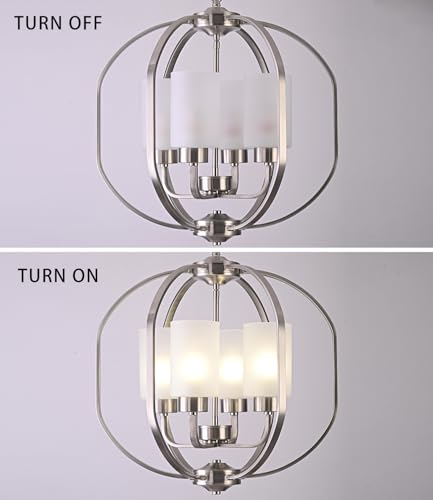 Globe Chandelier Modern Foyer Lighting Fixtures Dining Room Hanging Pendant Lighting Frosted Glass Shades