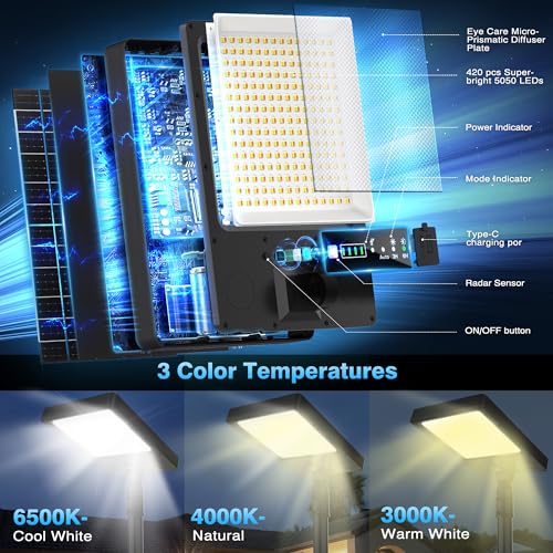 Solar Lamp Post Lights Outdoor with Pole & reomte