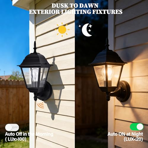 Dusk to Dawn Outdoor Porch Light Wall Mount (Black / Dusk to Dawn Version)