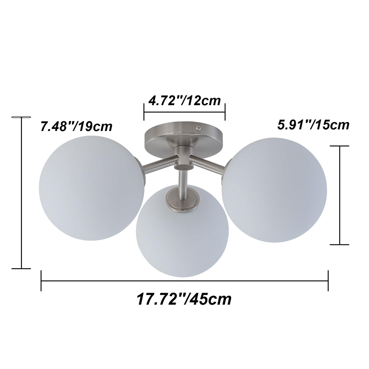 Brushed Nickel Opal Globe Mid Century Modern Semi Flush Mount Ceiling Light (Brushed Nickel)
