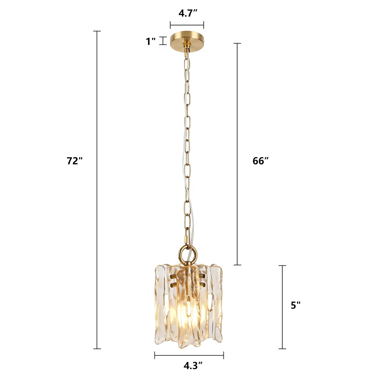1 Light Rectangular Chandelier (Gold & Clear glass / 1-Light)