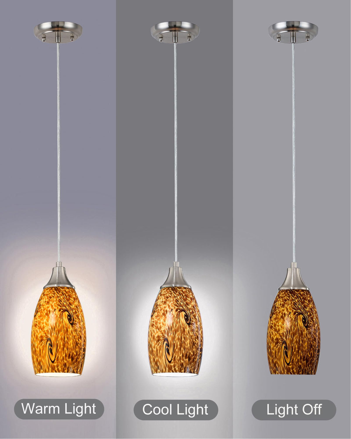 Mini Glass Pendant Lights for Kitchen Island1Pack Hand Blown Art Glass Pendant Light Shade with Brushed Nickel Finish Black and Yellow Swirl Glass Lamp Shade for Kitchen Over Sink Dining Room (Black and yellow-1Pack)