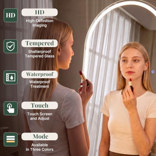 26"x71" Arched Full Length Mirror with Lights (Elegant Led-white Arched / 71"L x 26"W)
