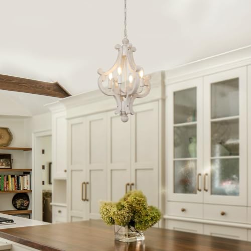 Farmhouse Chandelier (4 Lights Antique White)