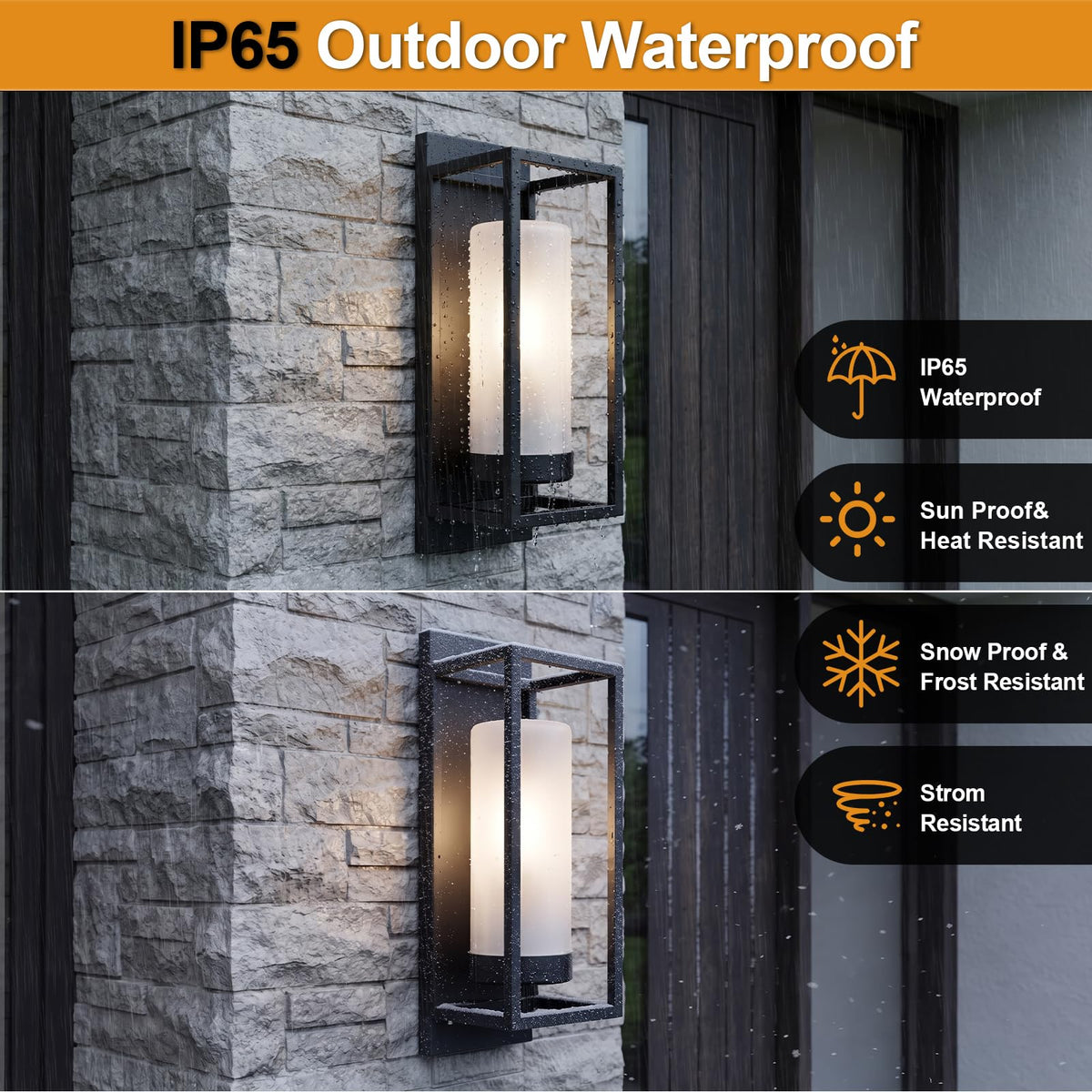 ALVIME 15 Inch 2 Pack Matte Black Outdoor Light Fixtures (Matte Black)