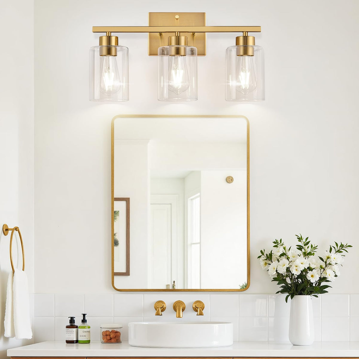 3 Light Brushed Gold Bathroom Vanity Light (Brushed Gold / 3-light)