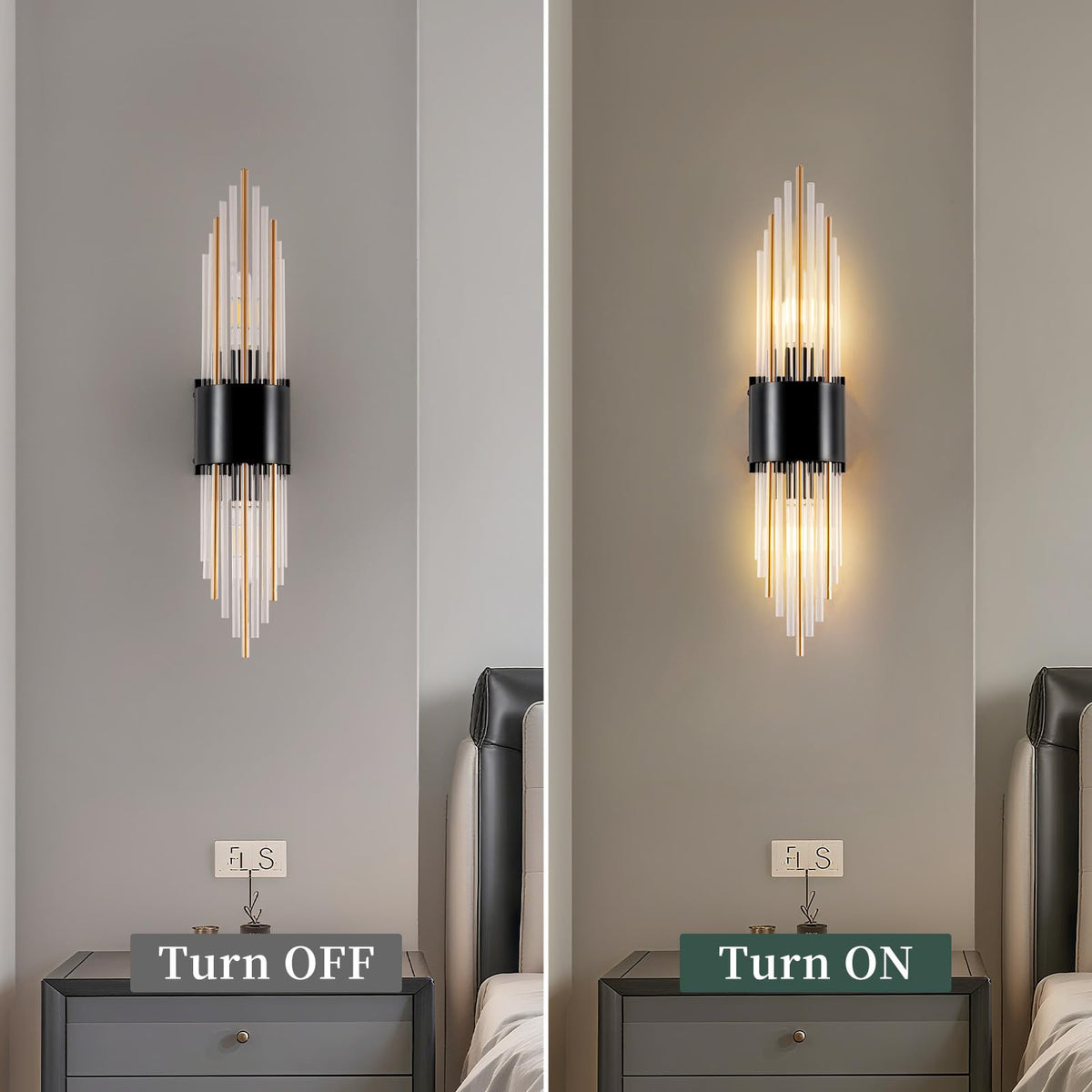 Battery Operated Wall Sconce Set of 2 (Black 2-pack)
