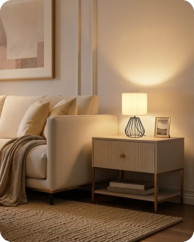Black and White Table Lamp (White Pleated + Black)