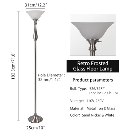 Torchiere Floor Lamp for Living Room (Gourd Lamp-Brushed Nickel)