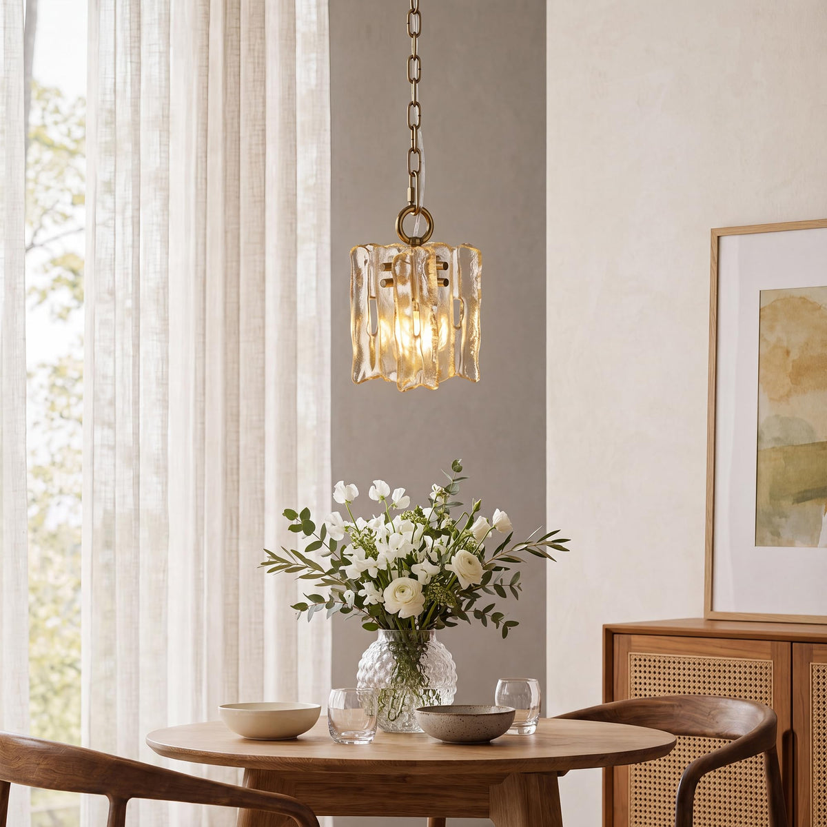 1 Light Rectangular Chandelier (Gold & Clear glass / 1-Light)