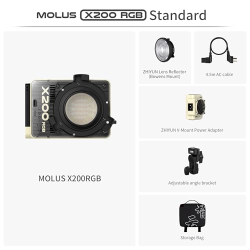 MOLUS X200 RGB Standard 200W Professional Portable COB Video Light (X200 RGB Standard)