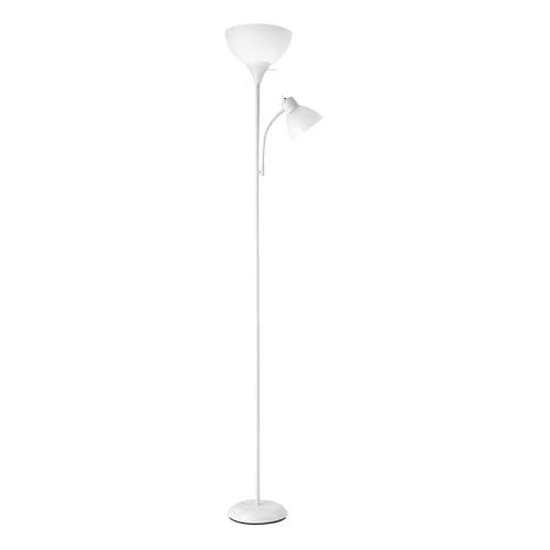 67136 72" Torchiere Floor Lamp with Adjustable Reading Light (White / 1 Pack)