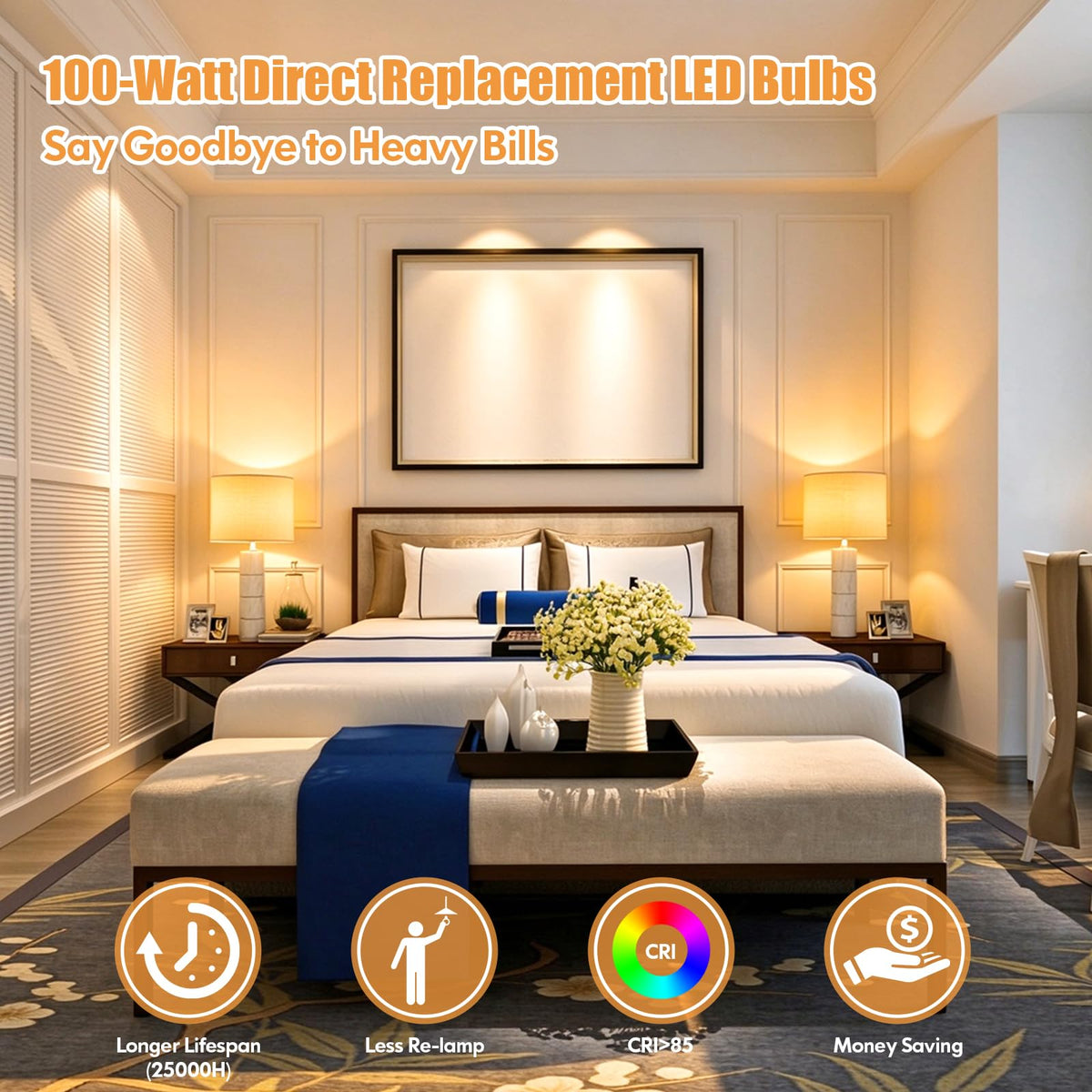 LED Light Bulbs 100 Watt Equivalent Warm White 2700K (2700k Warm White / 4 Count (Pack of 1))