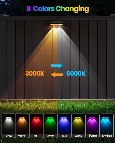 Solar Fence Lights Outdoor Waterproof (Matte Black / 12 Pack)