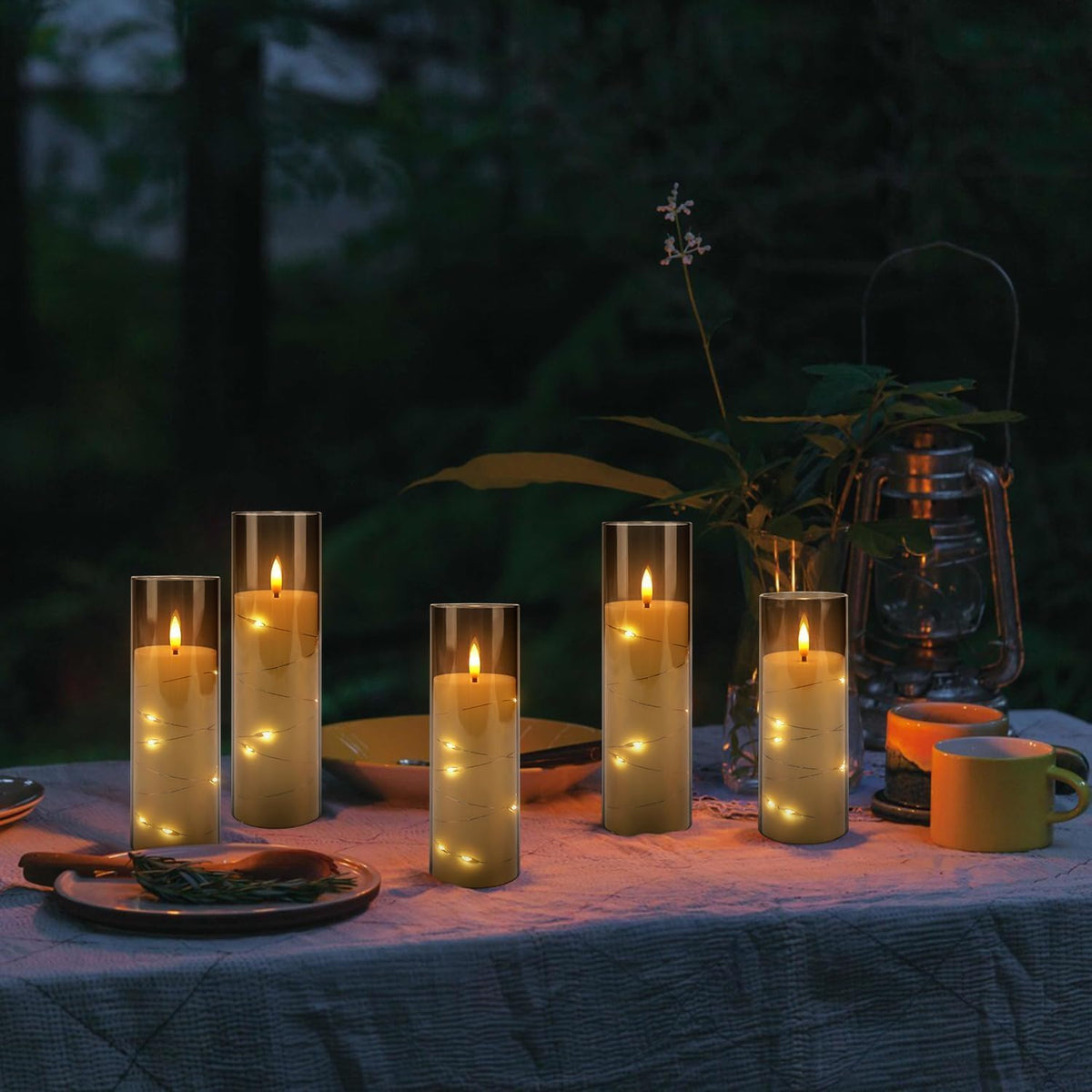 Halloween Decoration Flickering Flameless Candles - 24 Pack, Grey-2