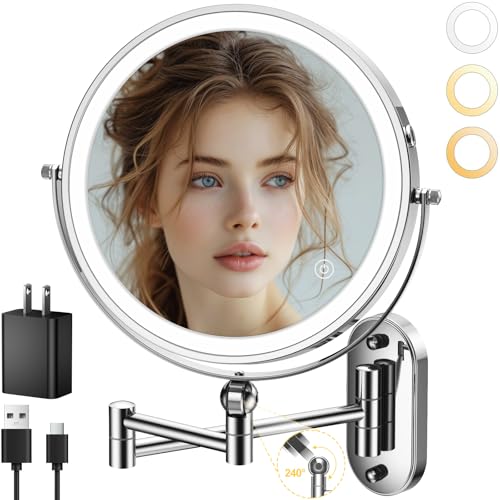 9" Wall Mounted Lighted Makeup Mirror