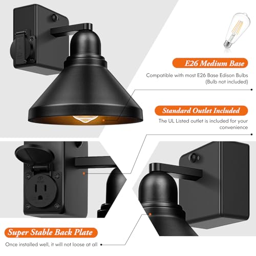 Motion Sensor Outdoor Wall Lights (Black / 8.75IN)