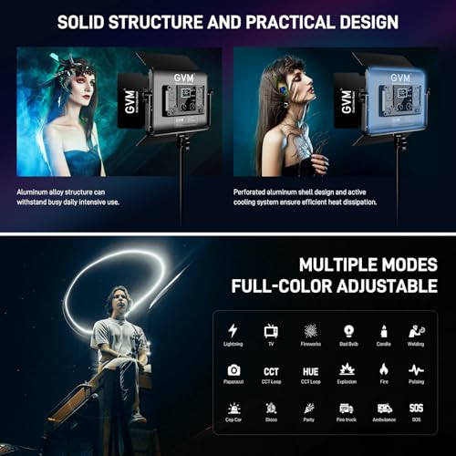 GVM RGB LED Video Light with Lighting Kits