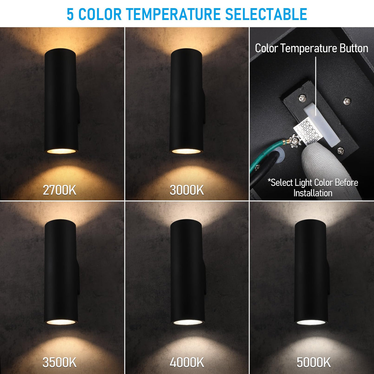 4 Pack 18 Inch 5CCT LED Cylinder Up Down Wall Light Outdoor (5CCT / 18 Inch)