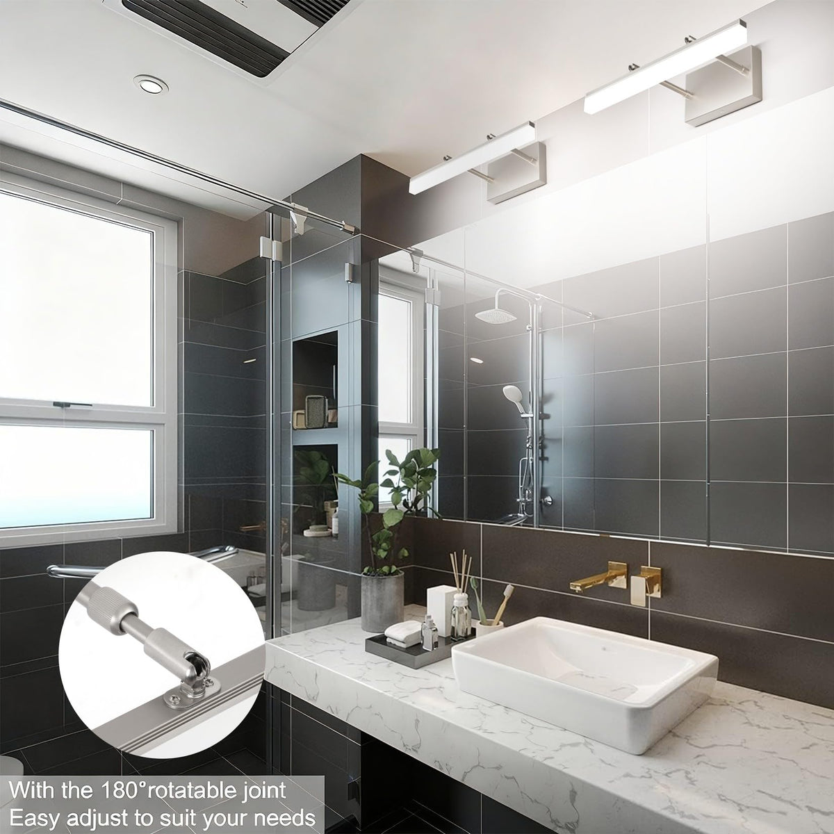 Brushed Nickel Vanity Light 16 inch Modern Wall Sconces Adjustable LED Bathroom Light Fixtures Over Mirror Rotatable Vanity Lighting 5500K (Brushed Nickel / 15.7 in)
