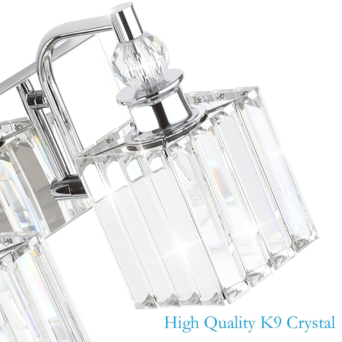 Modern Crystal Vanity Light 3 Light 24''Bathroom Lights Fixtures Over Mirror Chrome Vanity Light for Bathroom Wall Lighting (Square-Chrome / 24 inch)