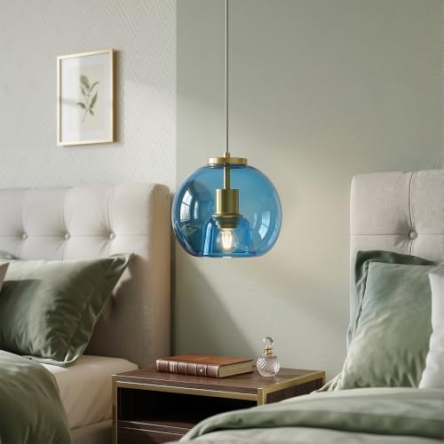 Cobalt Blue Glass Pendant Lights Kitchen Island (Cobalt Blue(7.87 in) / 2-Pack)