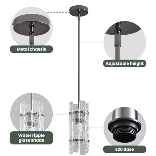 Pearl Black Crystal Pendant Light for Kitchen Island (Pearl Black / 3-Pack(Round))