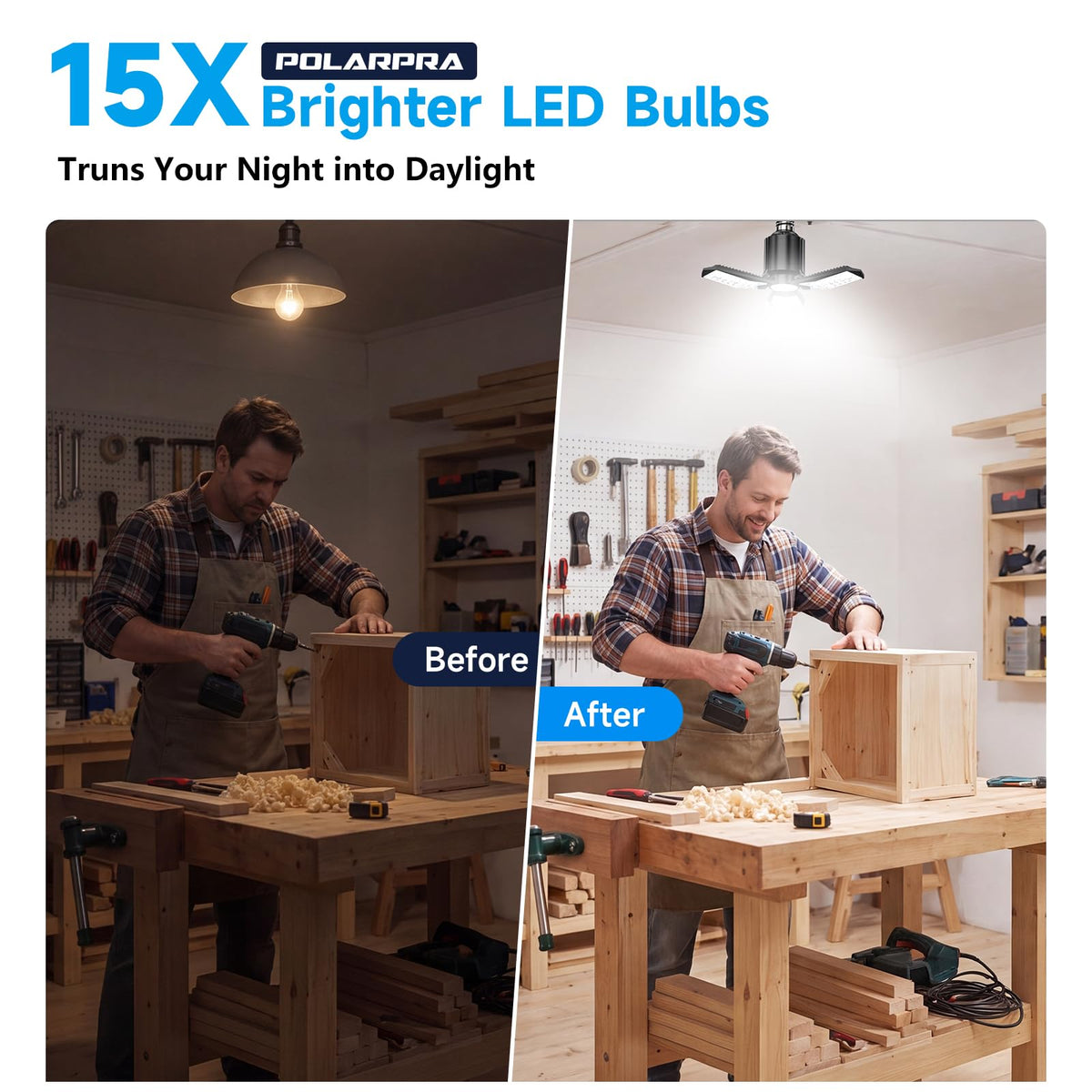 3 Panels LED Garage Light (3 Panels - 80W)