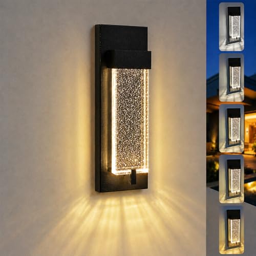 5CCT Bubble Glass Outdoor Wall Light (Black-1 Pack)