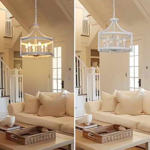 6 Light Farmhouse Chandelier (6 Lights Vintage White)