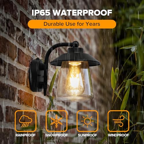 2 Pack Dusk to Dawn Outdoor Indoor Exterior Light Fixture (Black-dusk to Dawn / 2 Pack)