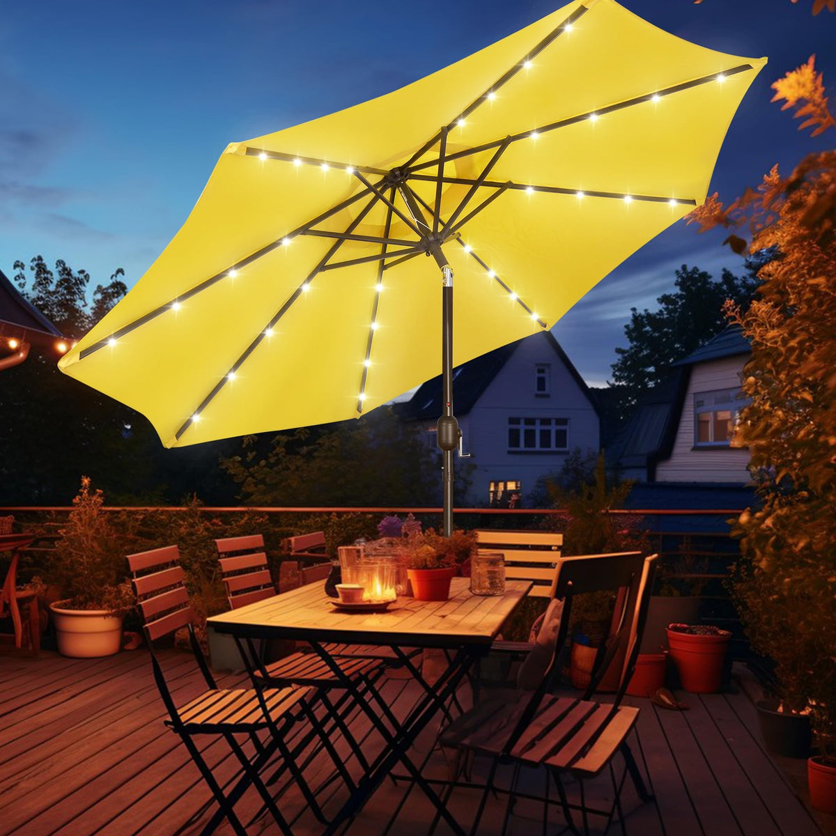 9 ft Solar Umbrella (Yellow)