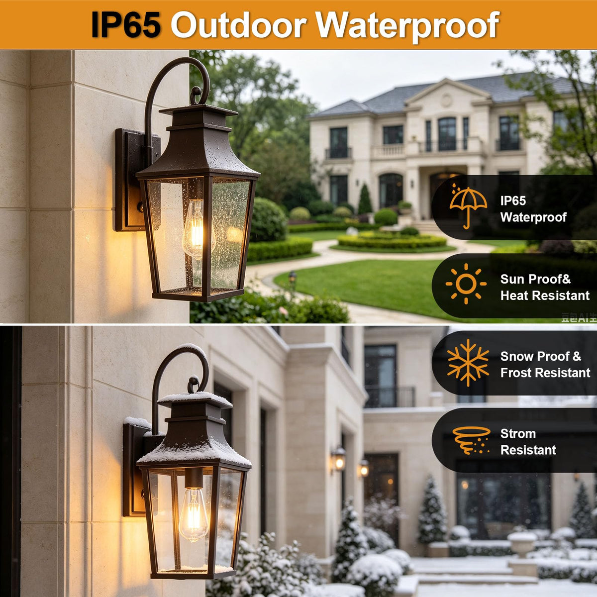 ALVIME Bronze Outdoor Wall Light Fixture (Dark Bronze / Large-19.25 Inch)