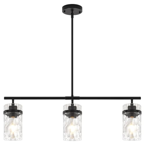 29.52" Modern Kitchen Island Lights Linear Chandelier for Dining Room (3-Light Black)