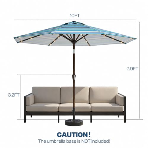 10FT Solar Patio Umbrella with Lights