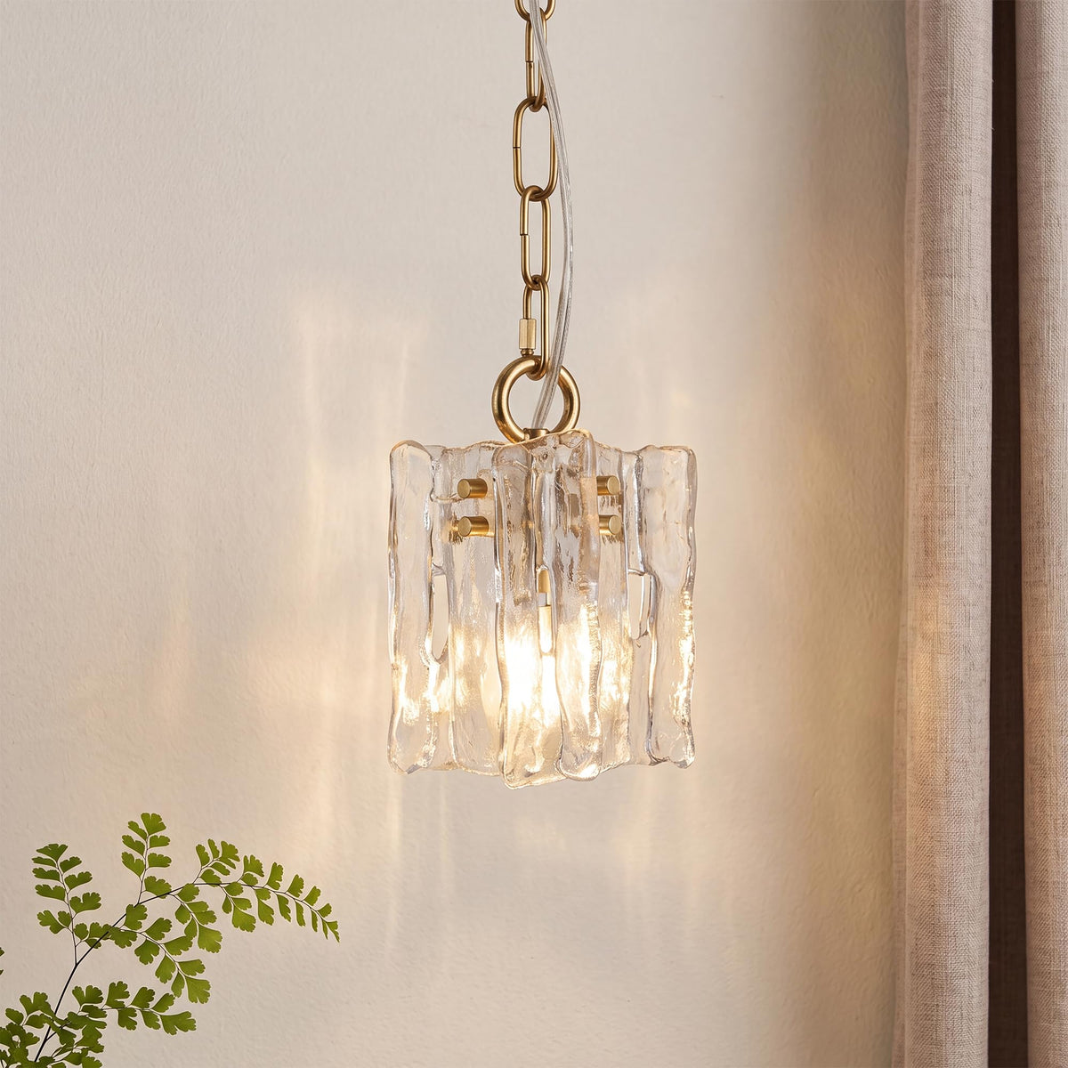 1 Light Rectangular Chandelier (Gold & Clear glass / 1-Light(3pack))